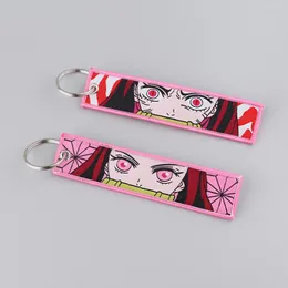 Schlüsselanhänger Japanische Anime Kamado Nezuko Key Tag Keychain für Auto Motorräder Keys Keyringhalter Mode Schmuckzubehör Accessoires