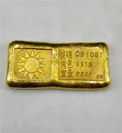 SUN 100 BRASS GOY GOLD BARLION BARE WEIGHT 6QUOT Heavy Coarded 9999 Republic of China Golden Bar Simulation 4653021