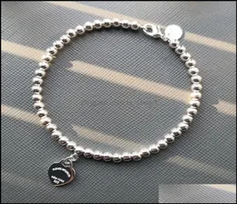 チャームブレスレットジュエリー925 sier luxury heart beaded tag strands bracelet women fine trendy beads chain round dh1rry8903057