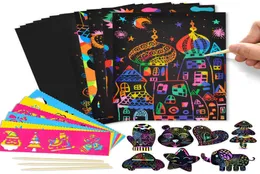 Set di carta per arte arcobaleno arcobaleno di cartone fai -da -te con stick da disegno a stencil graffiti raschiando dipinto giocattoli educativi 1762932