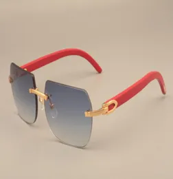 Men039s och Women039S C8100906 Solid Wood Red Temples Solglasögon Dekorativa träram Solglasögon Alla naturliga solglasögon S7498408