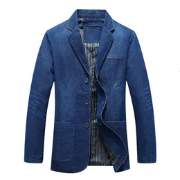 Herren -Denim Blazer Männer Mode Baumwoll Vintage Anzug Oberbekleidung Männlicher blauer Mantel Denim Jacke Männer Schlanke Fit Jeans Denim Blazer Top 4xl 240401