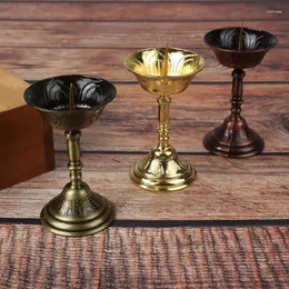 Candle Holders 2PCS/LOT Metal Votive Candlestick Lotus Retro For Daily Pray Buddha Candelabra Butter Lamp Holder Buddhist 2024