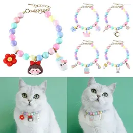 Dog Apparel Pet Candy Color Pearl Necklace Collar Ornament For Female Cat Small Medium Puppy Teddy Jewelry Accessories