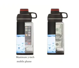 Diversion Water Bottle with Phone Pocket Secret Stash Pill Organizer Can Safe Plastic Tumbler Hiding Spot for Money Bonus Tool 22097134