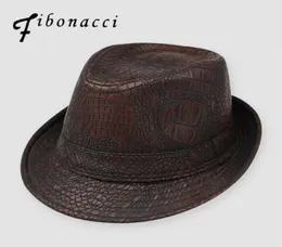 Fibonacci Hats для мужчин Англия Федора Джазовая шляпа Mans Vintage Cute Leather Winter Panama Cap Шляпа Клапка Классическая версия Gentlema1413237