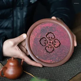 Bandejas de chá yixing areia roxa feita artesanal de mesa de ponta de ponta de martelo de cobre ruyi kettle pote de panela pequeno e fácil de transportar