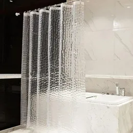 Cortinas de chuveiro Cortina impermeável não tóxica com padrão hexagon translúcido 3D para banheira