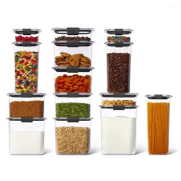 Lagringsflaskor gummimaid glans hem kök mat klass tritan plast skafferi uppsättning av 14 containrar med lock (28 stycken totalt)