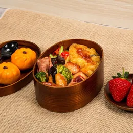 Dinnerwaren japanische Reisebocke Natural Bento Boxen Sushi Wood Case gesunde Küchengeschirr Schüsselbehälter Mittagessen Picknick Aufbewahrung