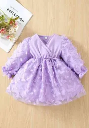 Baby Applikationen Überschüssiger Nacken -Floune -Ärmelkleid She01239933849