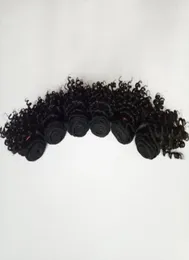 Бразильские девственные волосы Красивые короткие короткие бобы типа 6 -дюймового извращенного кудрявого двойного утка индийской Реми Расширения 300GLOT 50GPC 6PCS97533103934144