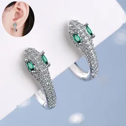 Hoop Earrings Classic Cassiopeia Snake Micro Crystal CZ Stone Round Circle Female Geometric Earring Huggies Punk Trendy Jewelry