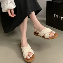 2024 Summer Gladiator Women Sandals Fashion Elegant Open Toe Soft Sole Shoes Ladies Outdoor Beach Vacation Flats Sandalias 240409