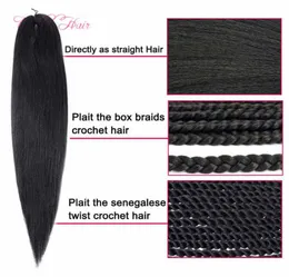 Lätt Braid Synthetic Hair for Braid PRESKEMED OBRE CROCHET Braid Hair Fashion New Extensions 24 tum för Black Women4450099