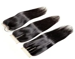 Silky Straight Virgin Brazilian Human Hair 4x4 Front Lace Closure With Baby Hair Middle Three Part 824quot Lace Closure La9233401