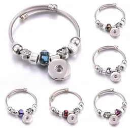 Charm Bilezik Elastikiyeti Snap Button Bilezik Kalp Kristal Bangles Boncuklar Yapım 18mm Buttons1438571