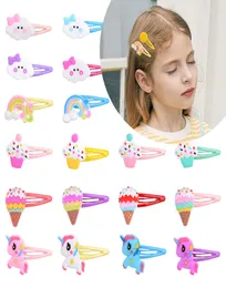 Baby Girls Barrettes Clips Princess HairPins niemowlę owoce zwierzę jeza Rainbow Kształt Hair Brips Dzieci Simple BB Clip Kids A6180206