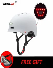 WoSawe Motosiklet Kaskı Taillighheadlight Elektrikli Scooter Kask Sinyal Uyarı USB USB Şarj Edilebilir Güvenlik Bisiklet M L WBBR9173178