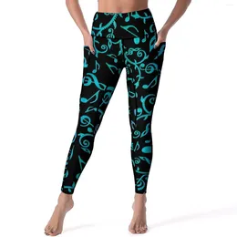 Pantaloni attivi gradiente Musica Note Yoga Female Blue Green Purple Leggings Push Up Legging Elastery Design Workout Gym Sport