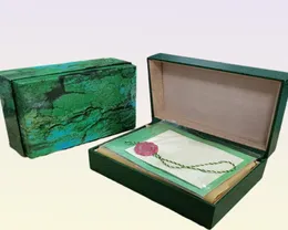 S BOKES FASHIGHE Green Case Green Watch Box Box Bags Certificate Boxs Original Boxs for Wooden Woman Man Watchs Regalo Accessore1940244