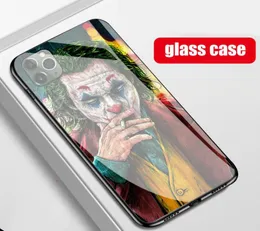 TPU+Tempererade Glass Comics Joker Telefonfodral för iPhone 12 Mini 11 Pro Max 6 6S 7 8 Plus X XR XS MAM SE2 SAMSUNG S8 S9 S10 E S20 S21 Ultra Note 9 10 Mobiltelefonskal Cover7861311311
