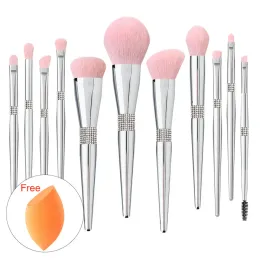 Brush Shadow Set Set 11pcs Praço de cosmético premium para fundação Bush Bush Center Eyeshadow Eyebrow Destaque Rosa