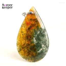 Pendant Necklaces Natural Carnelian Crystal Moss Agate Jewelry Necklace Rock Decoration Rough Polished Quartz Stone Gift Healing BM410