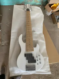 Gitar El Yapımı 8 String Elektrik Bas Gitar 24 FRETS BEYAZ VERNİK BIN