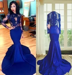 2019 Elegant Mermaid evening Dresses jewel long sleeves sex backless prom dress lace applique evening gown party dress4735237