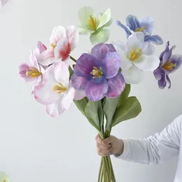 장식용 꽃 인공 오픈 튤립 홈 장식용 실크 플라워 가짜 튤립 파티 결혼식 배열 꽃 5pcs