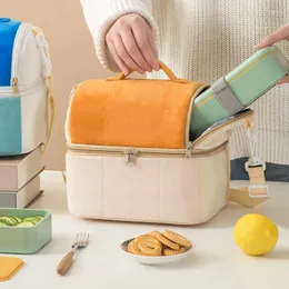 Förvaringspåsar Dubbelskikt Picknickväska Toast ingen lukt tjock isolering lunch bento en-axel bärbar handhållen låda