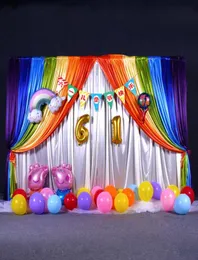 3M6M Wedding Tacdrop ​​z Rainbow Swags Back -Cloth Party Curtain Celebration Stage Walk Tło Wall5276486