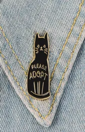 Spille di gatto smalto nero per le spille per sacca per abbigliamento per favore adotta il distintivo del regalo di gioielli per animali da cartone animato per amici C34055208