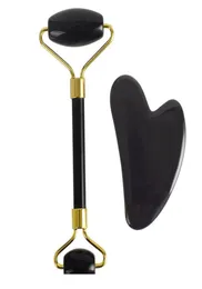 Нефритовые ролики и инструменты Gua Sha Set Natural Black Obsidian Massage Massage Roller Guasha Board Jade Stone Lift Drop Jllrmb9230071