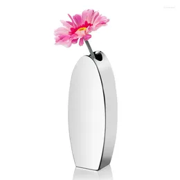 Vasen Edelstahl Vase European Decorative Oval Home Flower Arrangement Desktop Dekoration Wohnzimmer kreativ