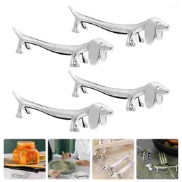 Kitchen Storage 4 Pcs Metal Puppy Chopstick Rest Paint Brush Holder Stands Zinc Alloy Cutlery Organizer