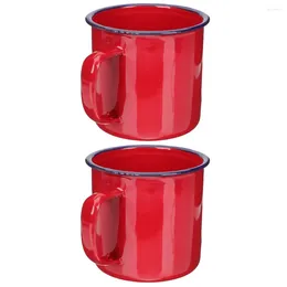 Mugs 2 st resor TEA MUG Drinking Cup Enamel Creative Coffee Vintage Style Water Cups Office