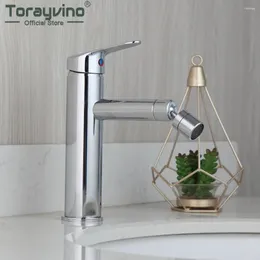 Bathroom Sink Faucets Torayvino Chrome Faucet Deck Mounted Basin Single Handle 360 Swivel Spout And Cold Mixer Water Tap