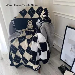 Coperte ins Plaid orso blnaket per divano letto coperchio da viaggio scialle navino blanke lancio morbido perluito addensato adulto