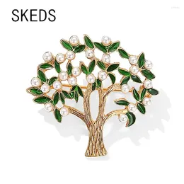 Spille Skeds Creative Tree Pearl Enamel For Women Elegant Metal Wedding Party Casual Pins Pins Regali Gioielli