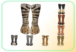 Rolig leopard tiger bomullsstrumpor för kvinnor lyckliga djur kawaii unisex harajuku söt casual hög ankel sock kvinnlig fest3633583