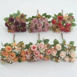 Dekorativa blommor Artificial Flower Decor Elegant Rose Branch med 6 huvuden för hembröllopsfest faux inomhus stilfullt