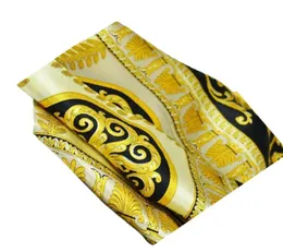 FashionFamous Style 100 Silk Suchves For Woman and Men Solid Color Gold Black Neck Print Soft Fashion Shawl Women Silk Scarf Squ3474733