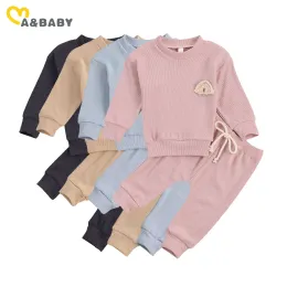 Pantolonlar Ma Bebek 024m Bahar Sonbahar Toddler Bebek Kız Erkek Giysileri Set Uzun Kollu Gökkuşağı Top Sweatshirt Pantolon Kıyafet Kostümleri