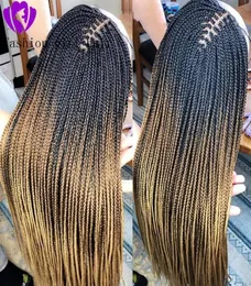 Synthetic Long Braided lace front Wigs Braiding Crochet Hair With baby hair box braids Wig for American African Women7953800
