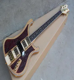 Factory 4 Strings Electric Bass Guitar with Engraving PatternGolden HardwaresWhite Binding4 Pickupscan be customized6047432