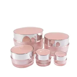 2024 5g/15g leere Augengesichtscreme Jar Body Lotion Verpackung Flaschenweg Acryl rosa Behälter Kosmetische Make-up Emulsions-Unterboot für leer