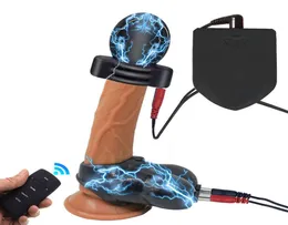 Electric Cock Ring CBT Electro Sex BDSM On Penis Ball Bår testikel Massager Manlig Chasity Cage Sexiga leksaker för vuxen288Q9370557