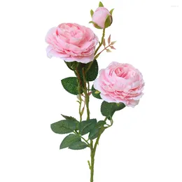 Flores decorativas de seda de seda falsa falsa flor de rosa ocidental Peony Bridal Bouquet Casamento clássico estilo europeu de alta aparência realista